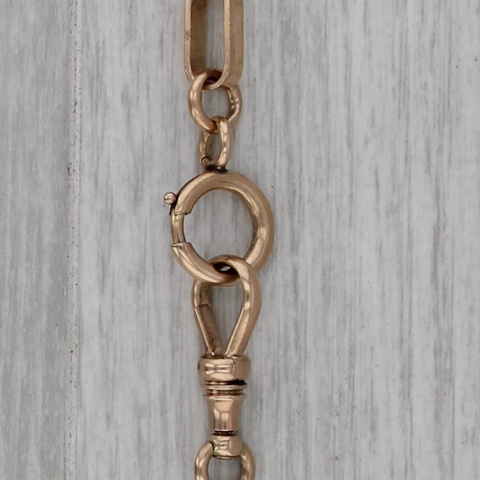 Antique Elongated Cable Chain Watch Chain Necklace 15.5″ 14k Yellow Gold