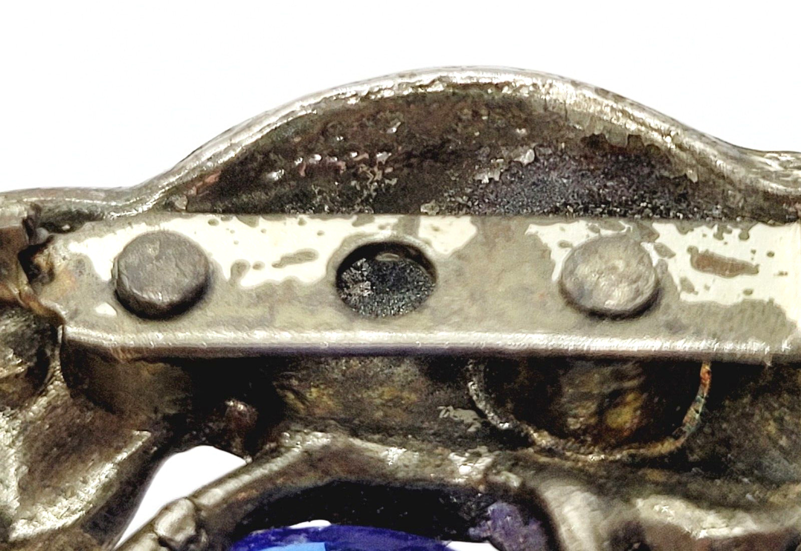 Rabbit Bunny Holding Blue Faceted Egg Silver Tone Vintage Brooch Pin Distressed