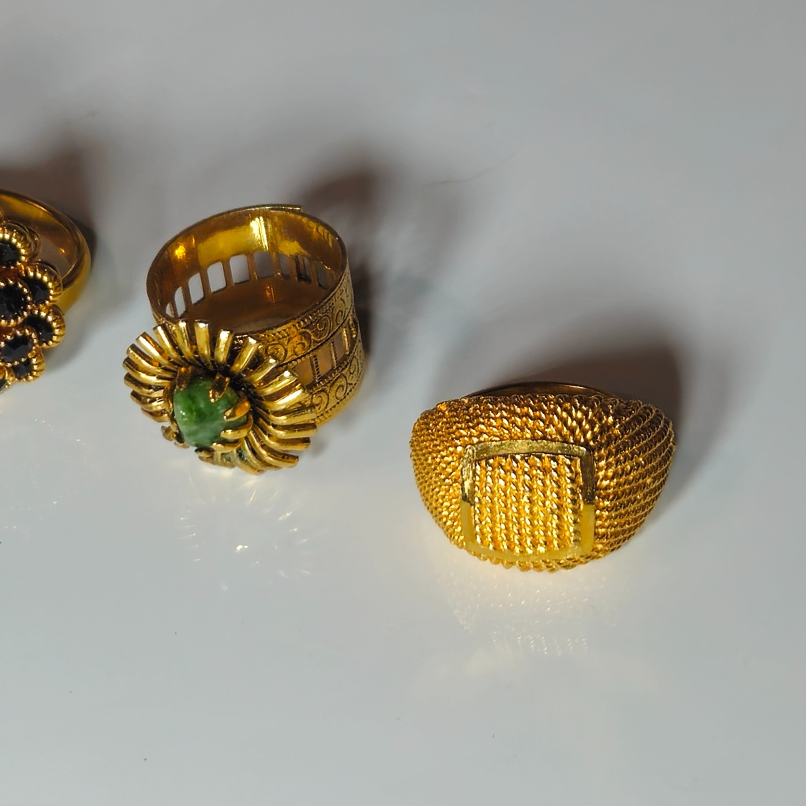 Vintage 6 Pc Assorted Judy lee &Unsigned Ring Lot Jewelry Mixed Styles and Sizes