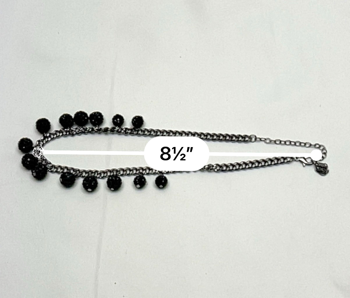 Black Beaded Pave Ball Necklace Gunmetal Chain Statement Collar Adjustable