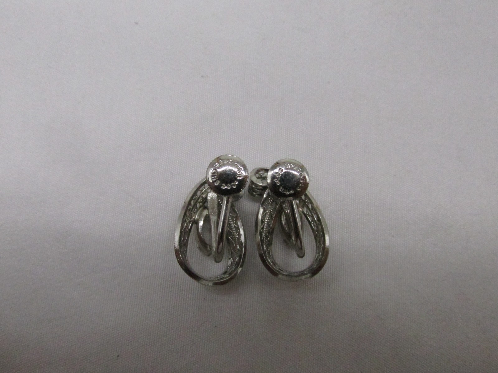 Vintage Ann Lee Sterling Silver Rhinestone Screw Back Earrings .75 x .5″ #813