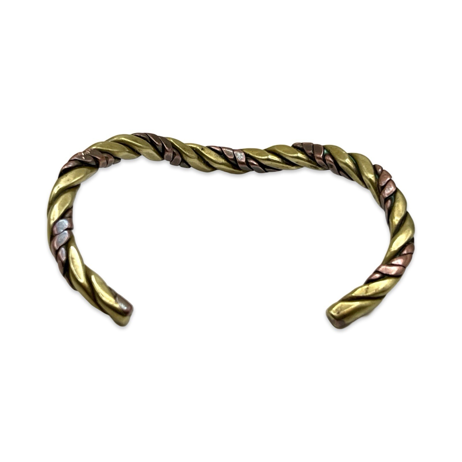 Vintage/Retro 1970s Twisted Copper & Brass Chevron Shaped Unisex Cuff Bracelet
