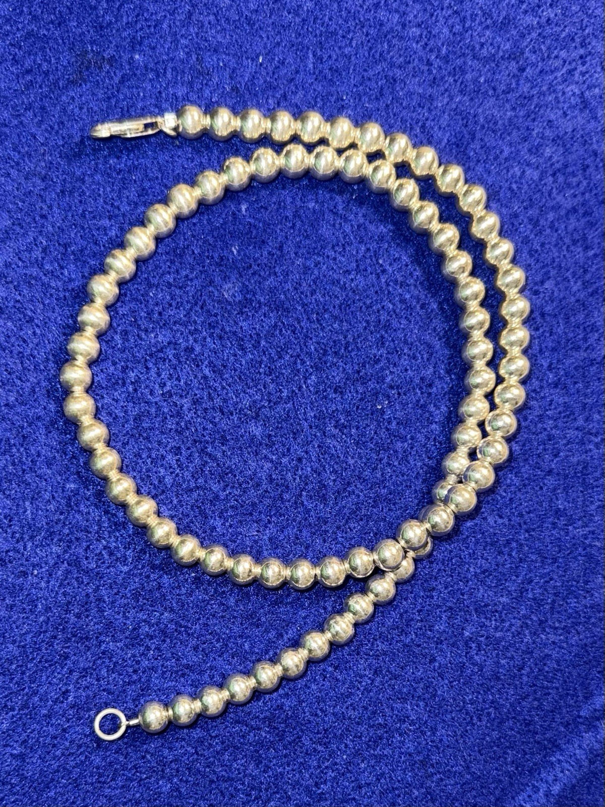 VTG 925 Sterling Silver 6mm Bead Necklace 18” Ball Hollow Beads Necklace