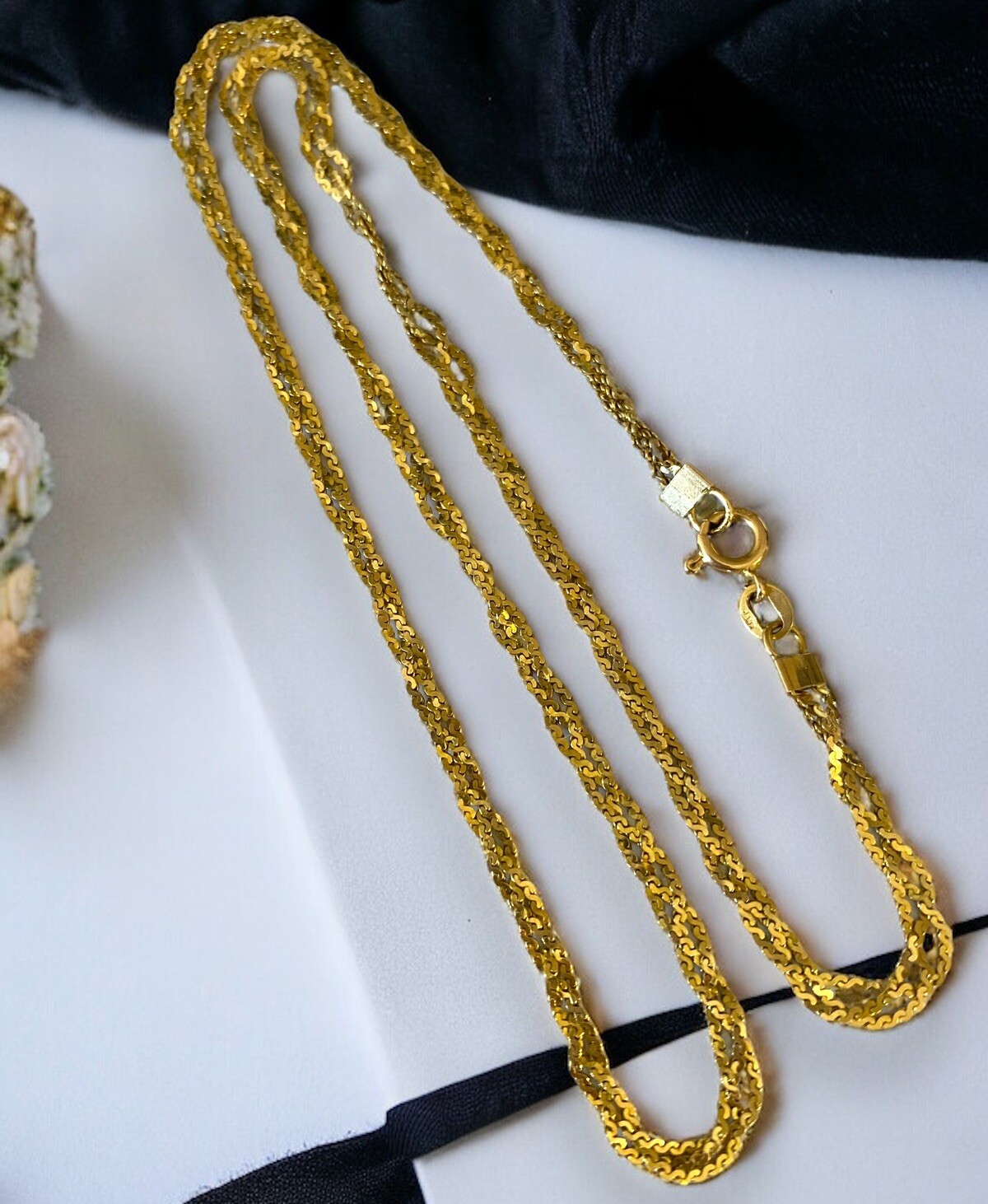 Vintage 14K Solid Italian Gold 17.75” 3mm Braided Necklace 6.4 grams!