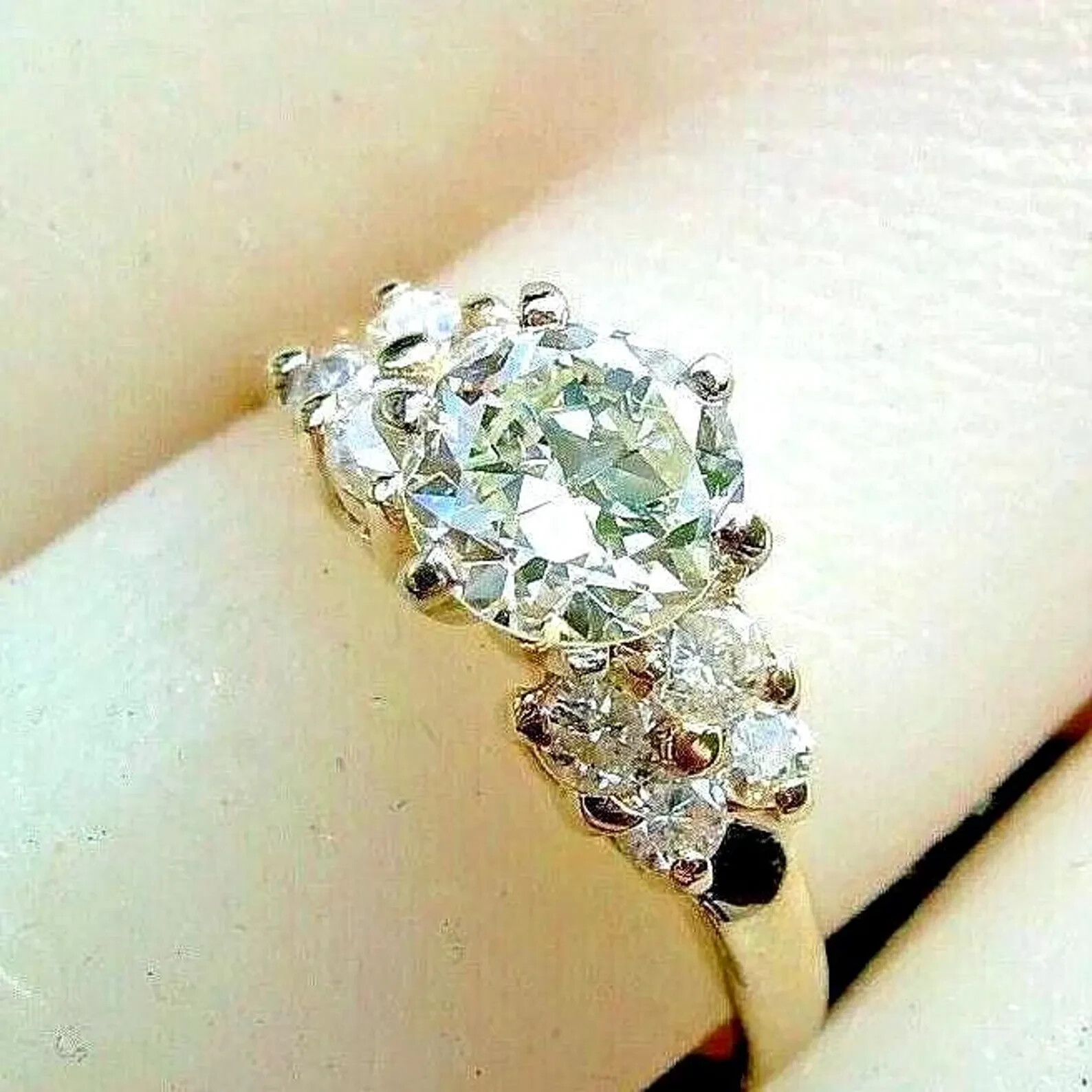 Original EARTH MINED DIAMOND Deco Engagement Ring 14K GOLD Vintage Solitaire S 6