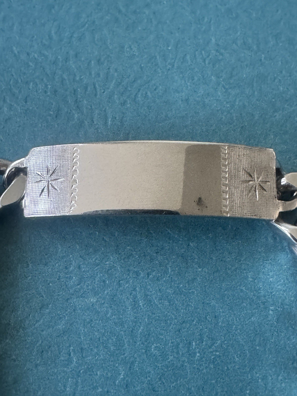 Antique Victorian 925 Sterling Silver Cuban Link Chain Nameplate Bracelet 54 gr.