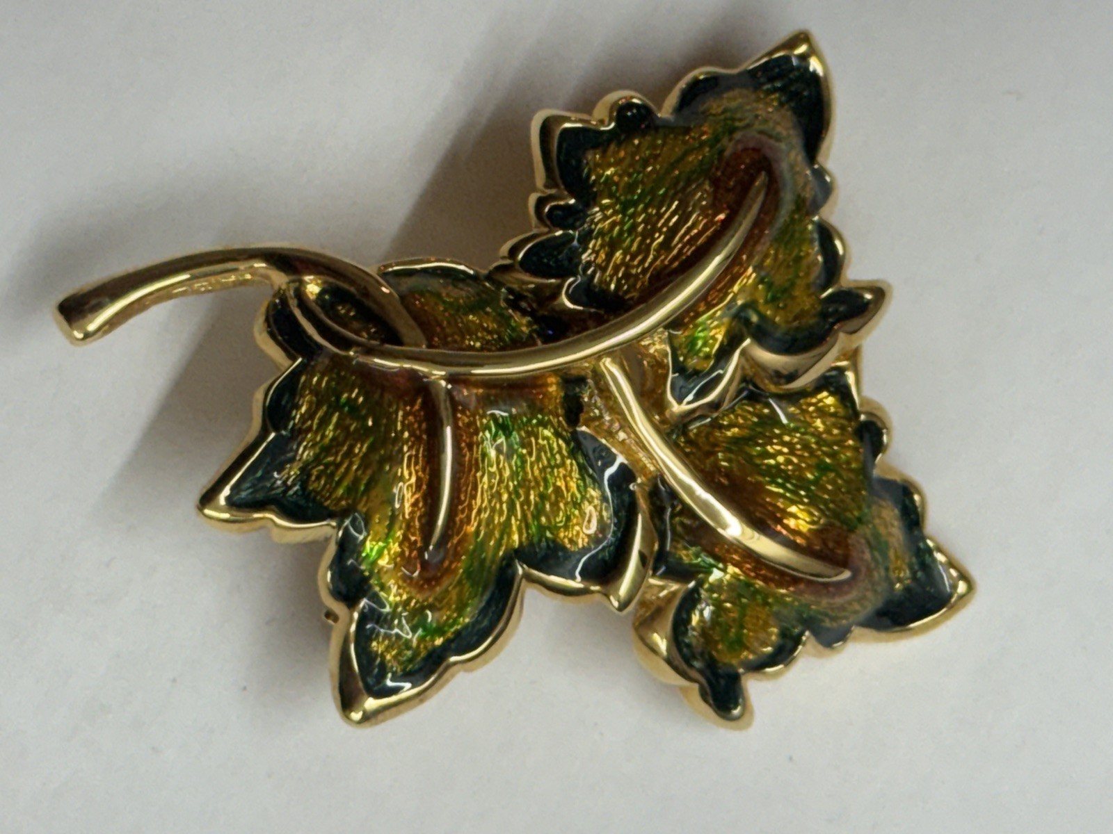 Joan Rivers 2″ Maple Leaf Enameled Brooch