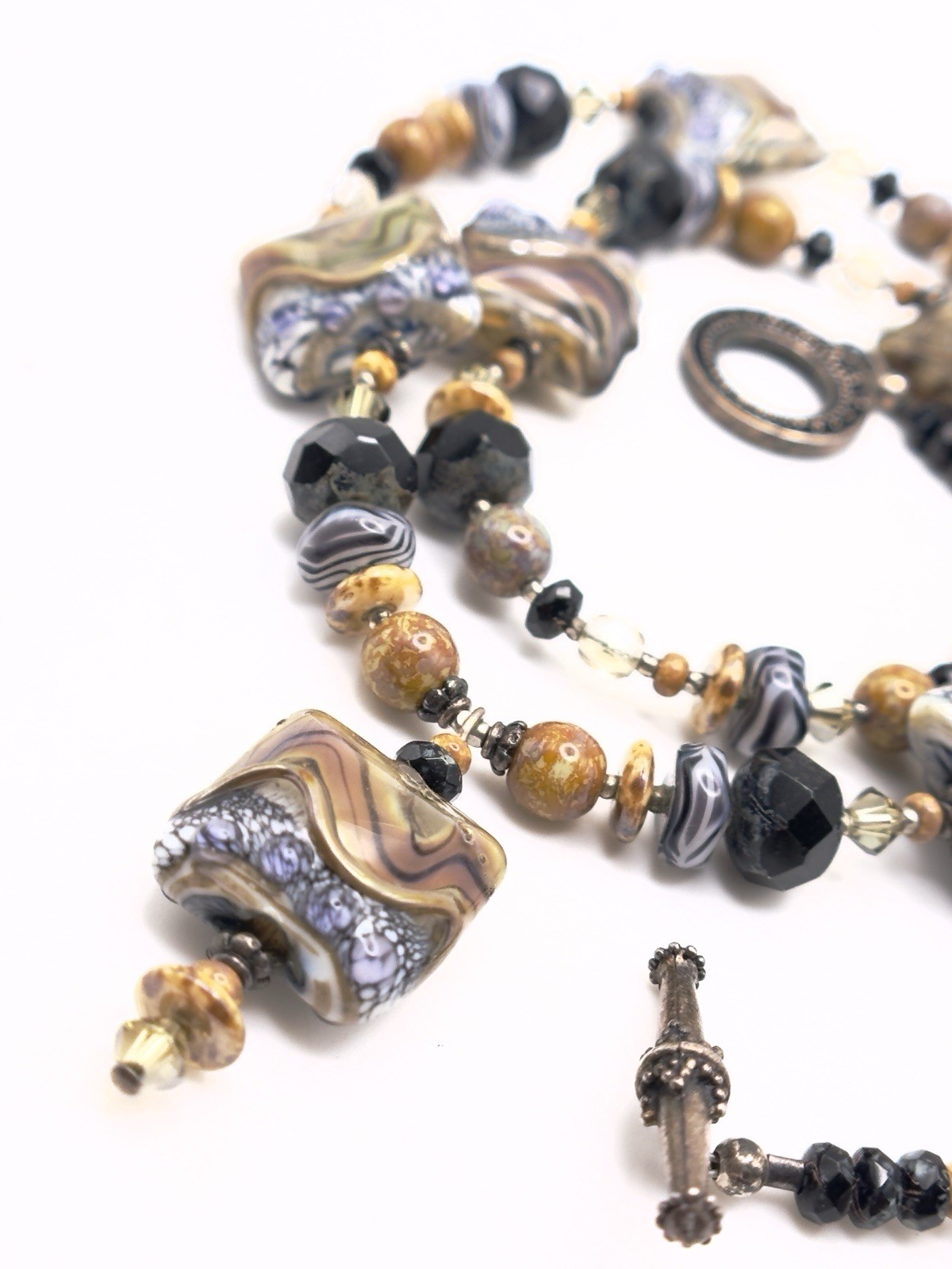 Vintage Lampwork Glass Bead Necklace 21 in