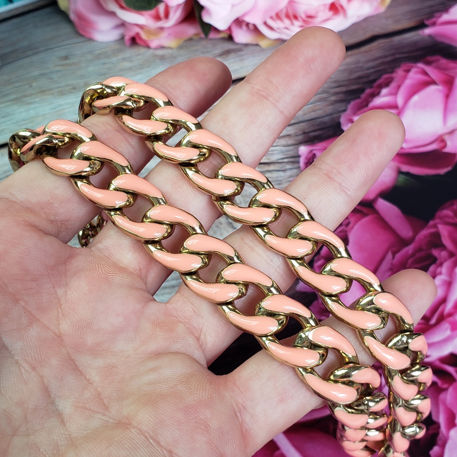 Trendy Large Enamel Cuban Link Chain Statement Necklace Chic Insta Collar