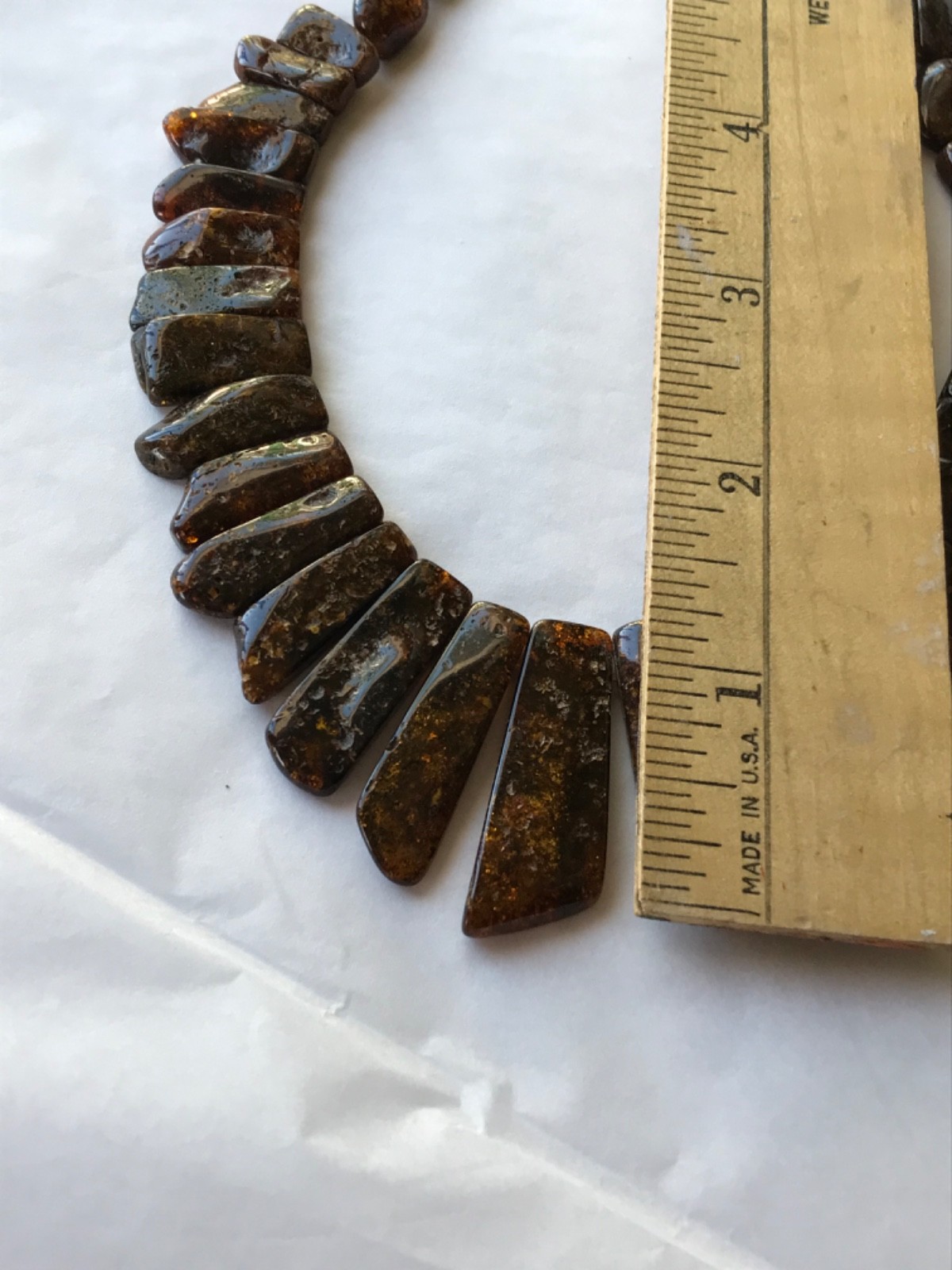 Baltic amber flat collar panels necklace golden brown with many inclusions