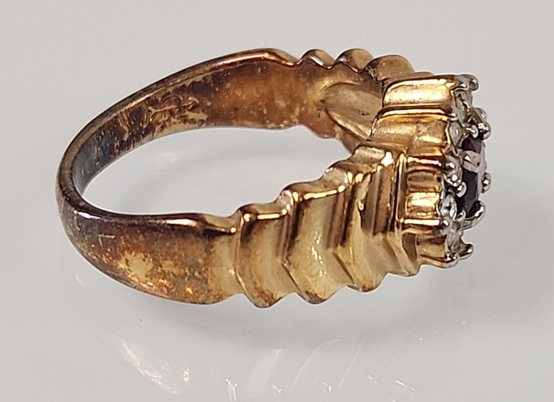 Vintage Arlene Dahl Garnet Ring 14K Gold Electroplate