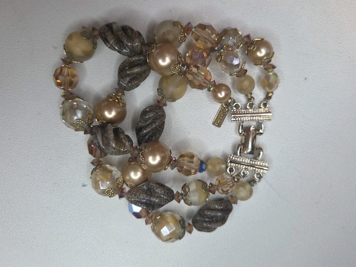Vintage Vendome Necklace Bracelet Earrings Art Glass Parure