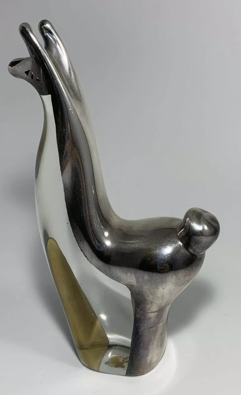 Glass Llama Figurine Sterling Inlay Animal Fine 925 Peru 6