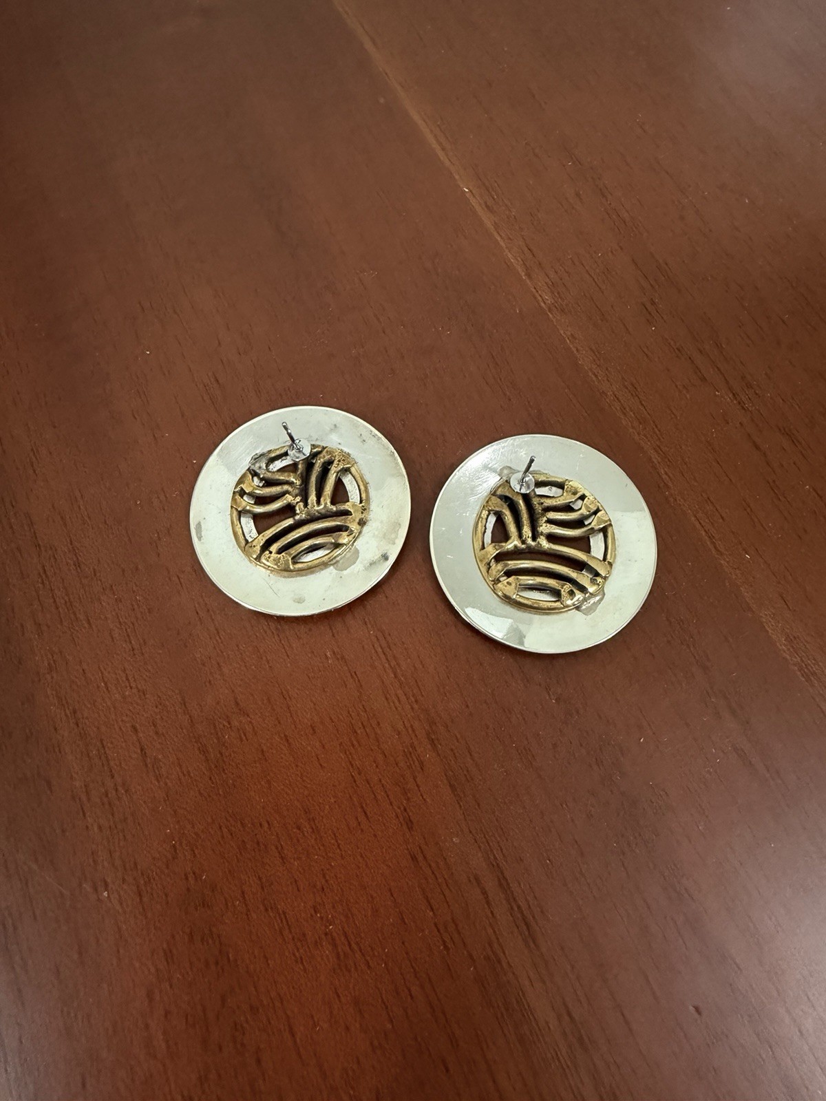 Earrings By Modernist Artisan BRUCE TESCHNER Sterling Silver Mixed Metals