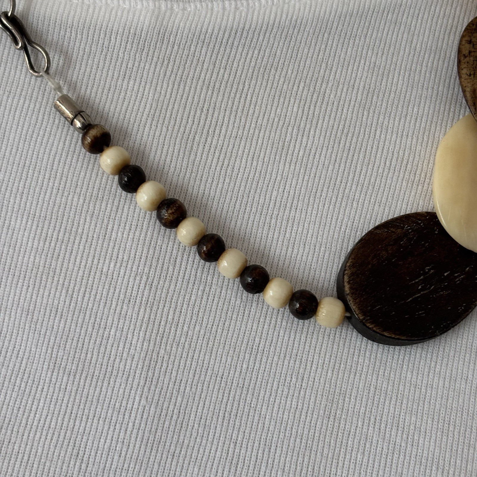 Vintage Bone & Wood Necklace Handmade Graduated