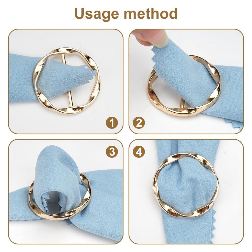 4PCS Metal Scarf Ring Clips – T-Shirt Tie Clips for Women, Fashion Shirt Buckle