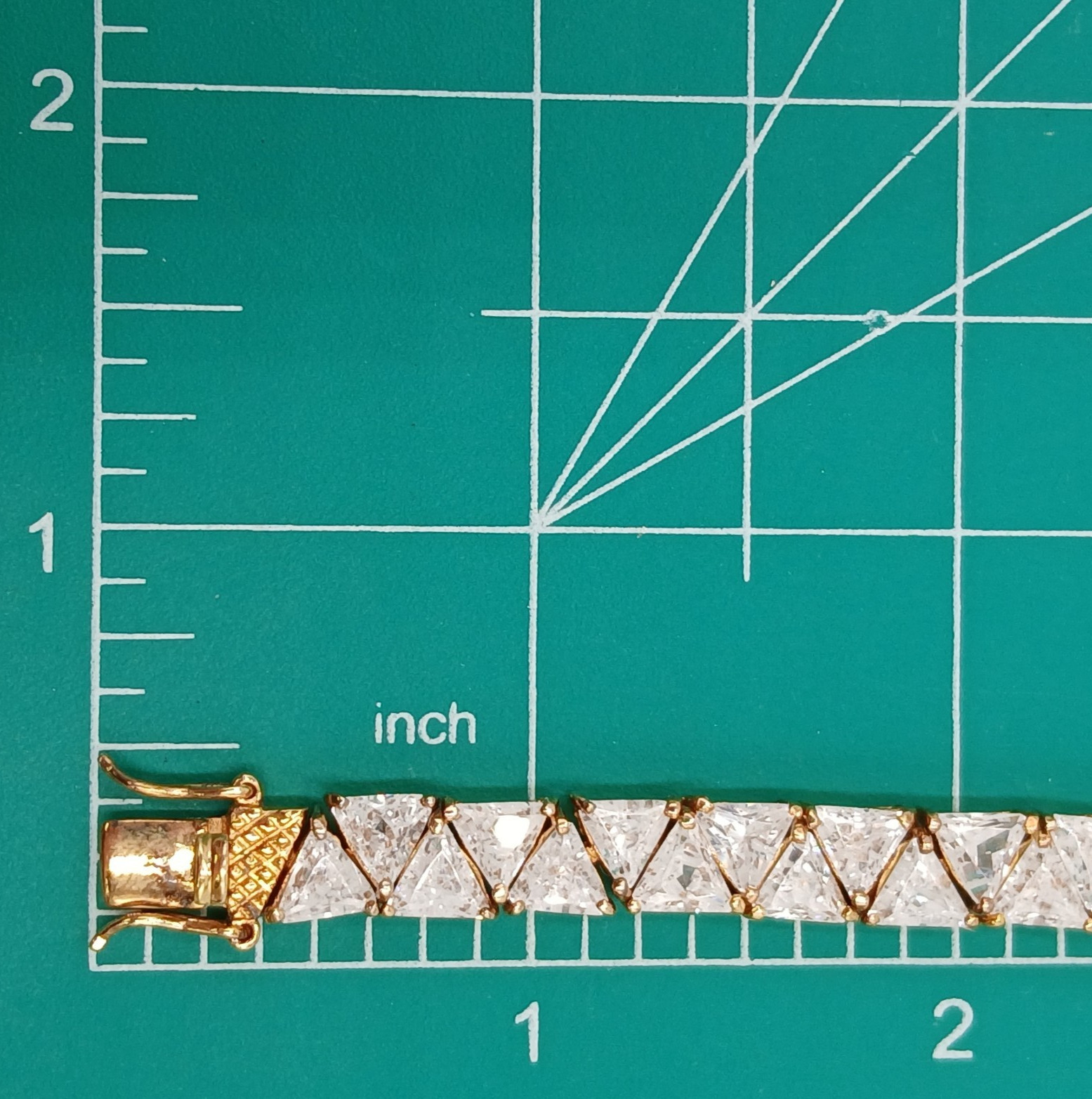 VTG 925 GL Trillion Cut Tennis Bracelet 7in Sterling Silver Vermeil 25gtw CZ