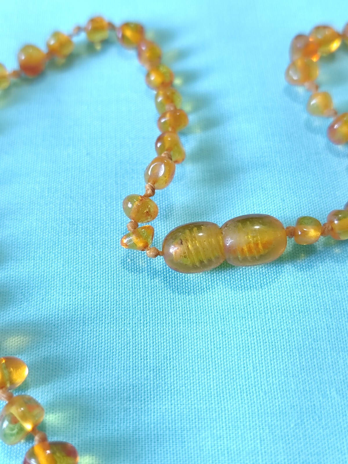 Vintage Natural Honey Amber Childs Kids Necklace 14in Choker