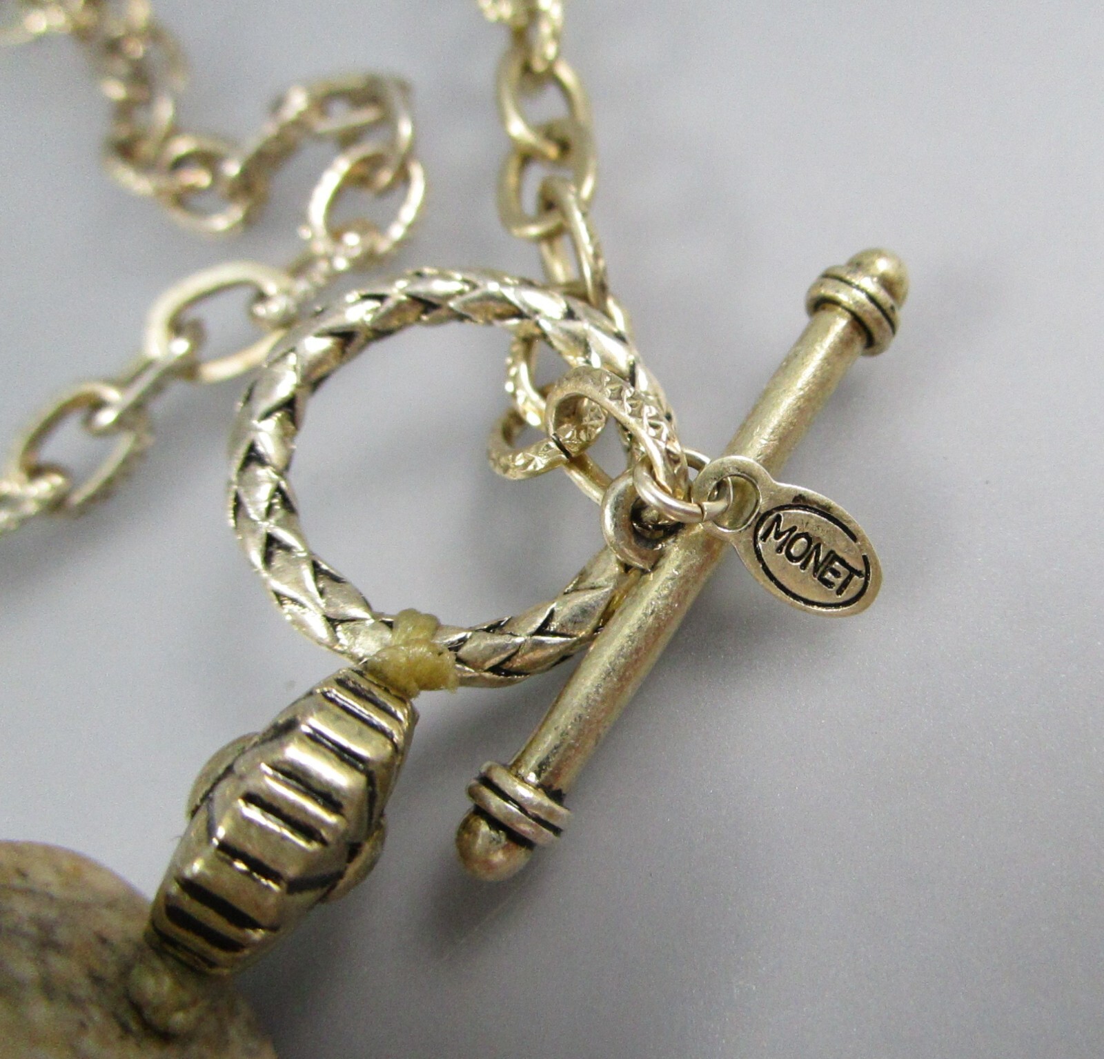 MONET Silver Tone 29″ Long Chain Unkown Stone Stations Fashion Necklace 6123