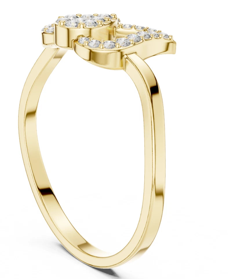 0.25TCW Round Cut White Moissanite Lotus Pattern Ring In Pure 10K Yellow Gold FN