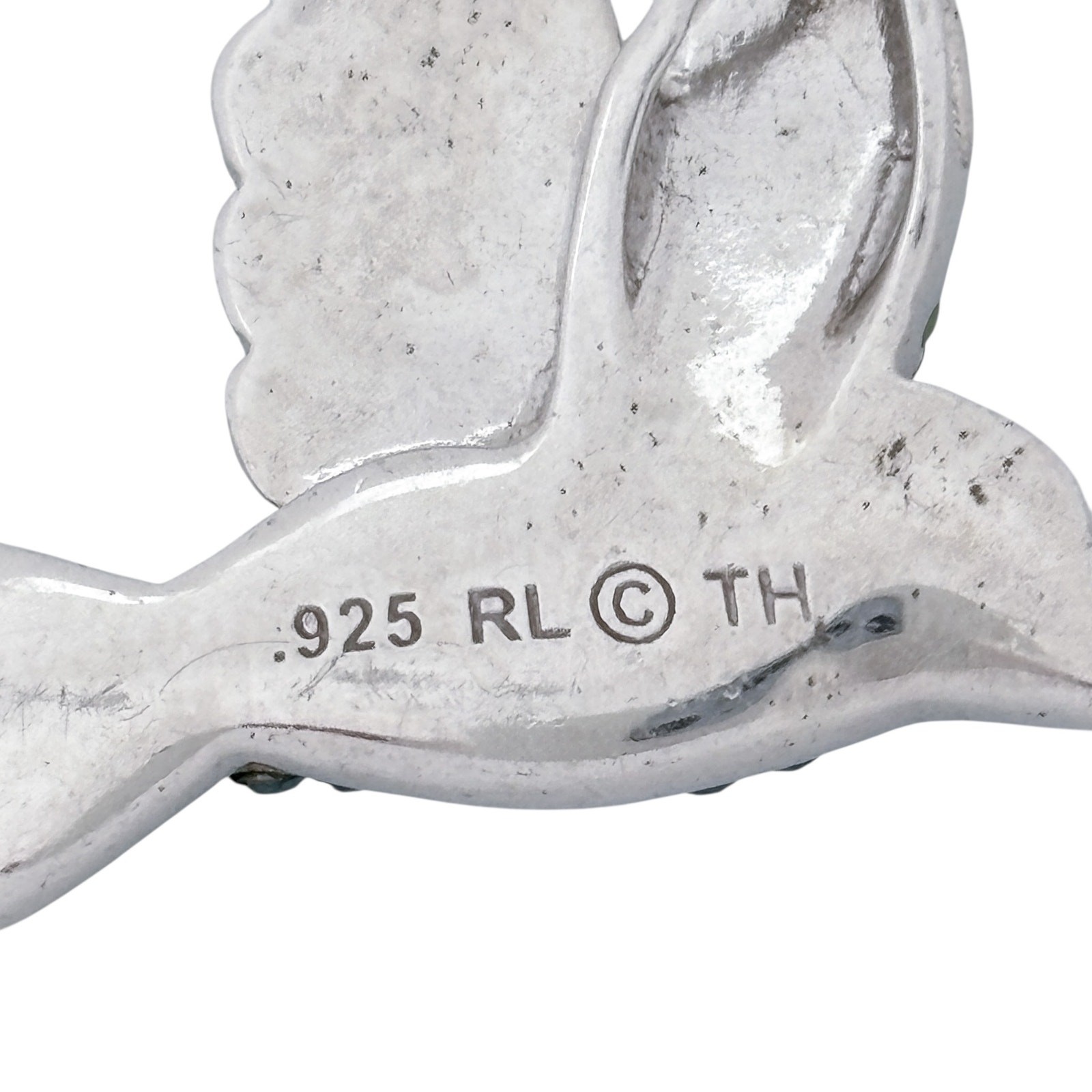 Blue Green Crystal Bird Pendant | Vintage Sterling Silver 925