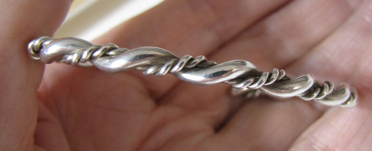 Vintage Sterling Silver Cuff Bracelet Minimalist Southwest Stackable Twist Rope