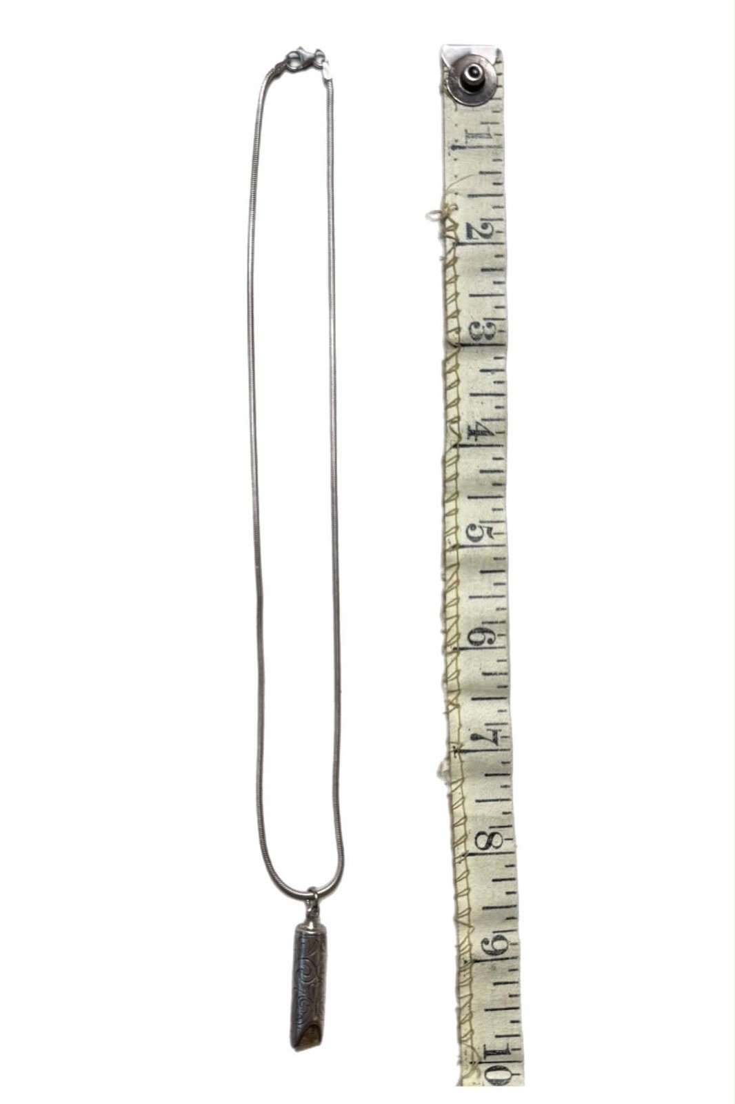 LUX Vintage Sterling Silver Engraved Whistle, Pendant + Necklace, 17”
