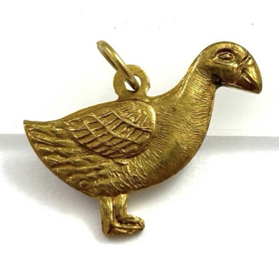 Vintage Brass Charm Duck Goose Pendant Etched Jewelry lucky ducky Charm Gift