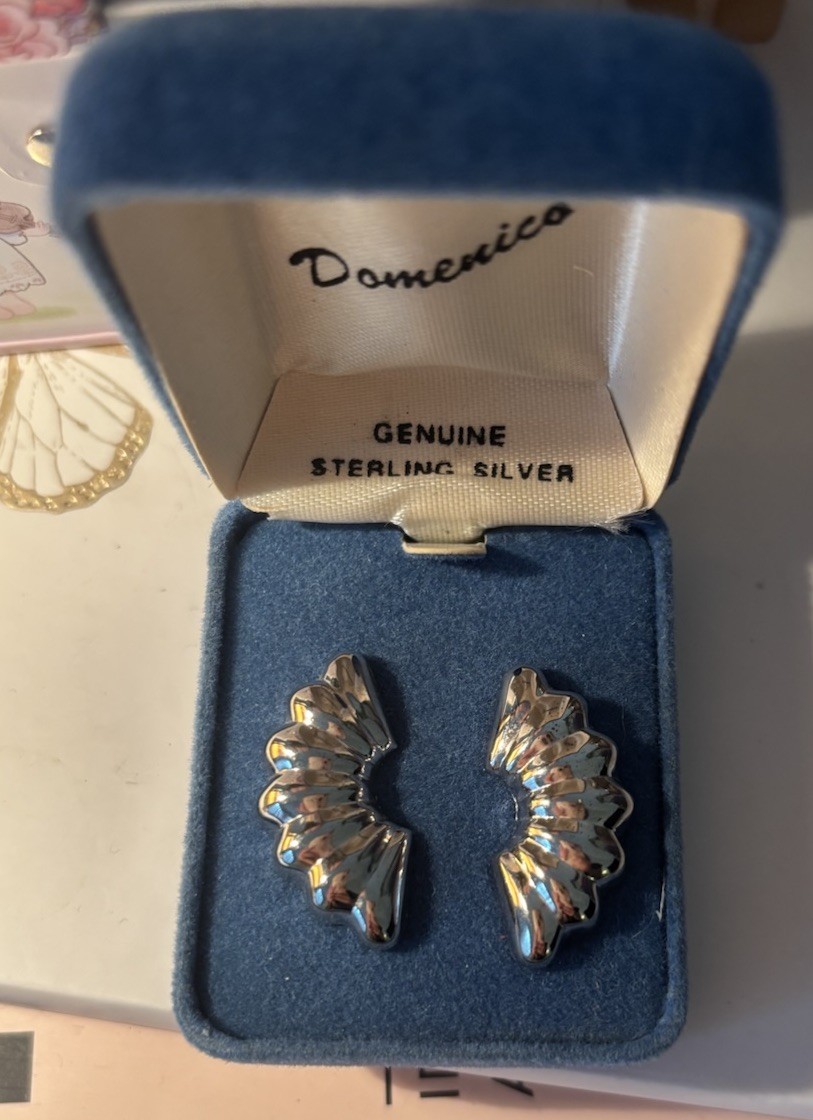 Vintage Domenica 925 Sterling Silver Statement Earrings Unworn In Box