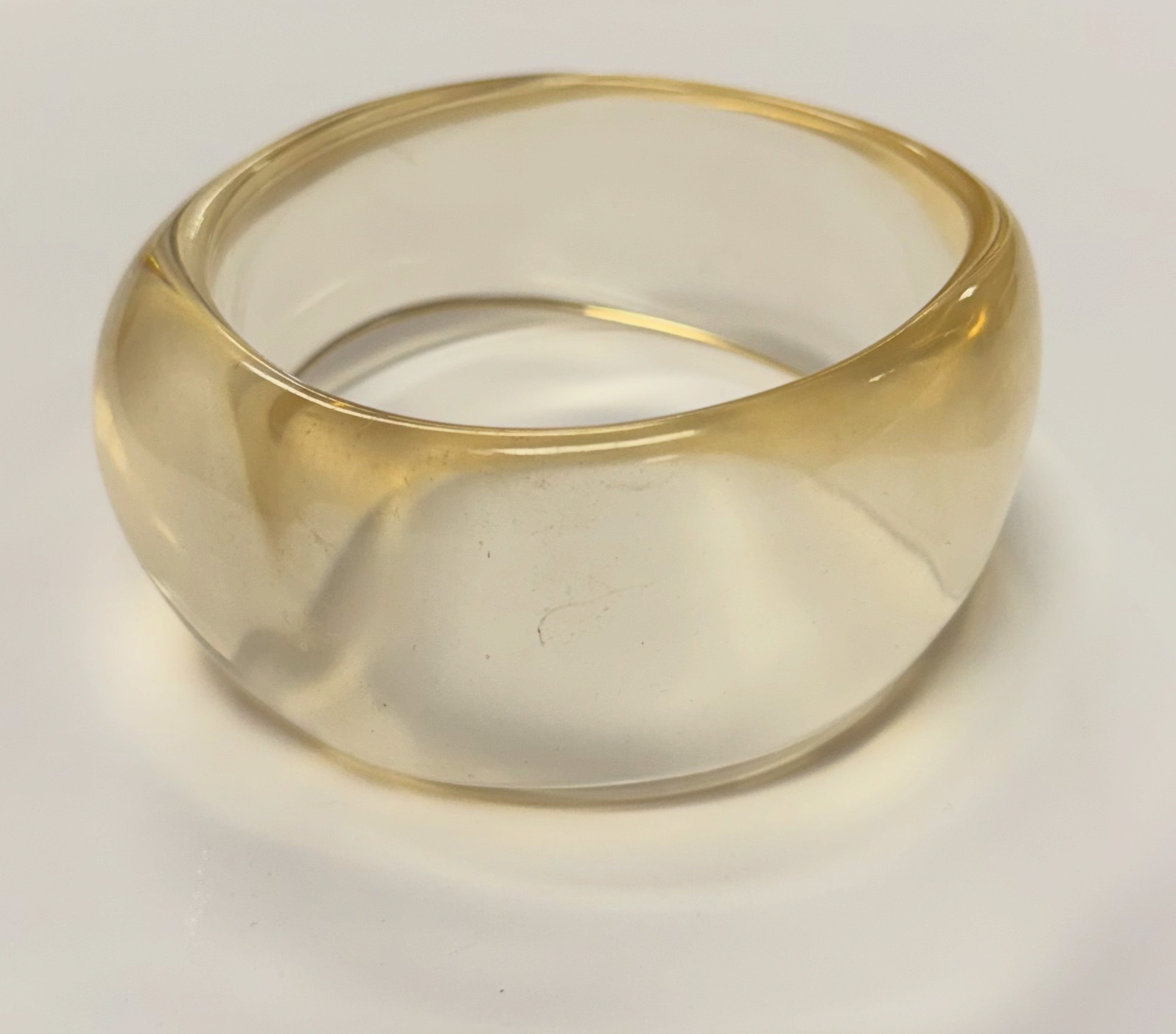 Vintage Clear Lucite Acrylic Chunky Bangle Bracelet Transparent Champagne MCM