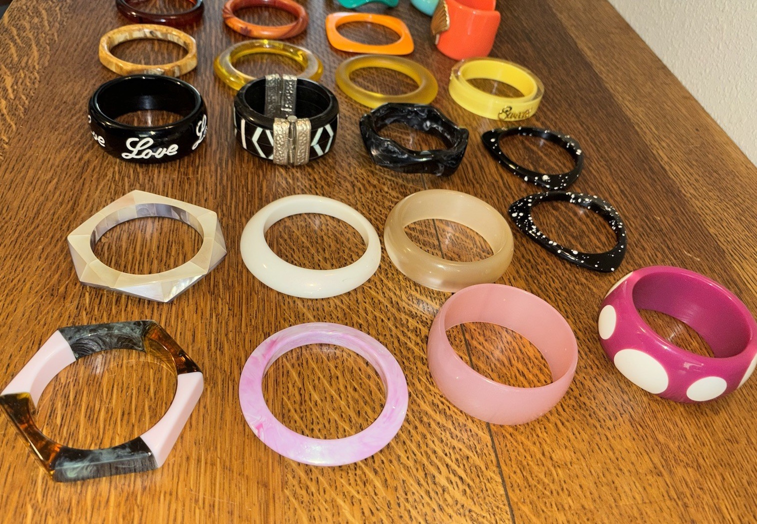 Bangle Bracelet Bundle – Plastic, Resin, Wood Mixed Lot of 31