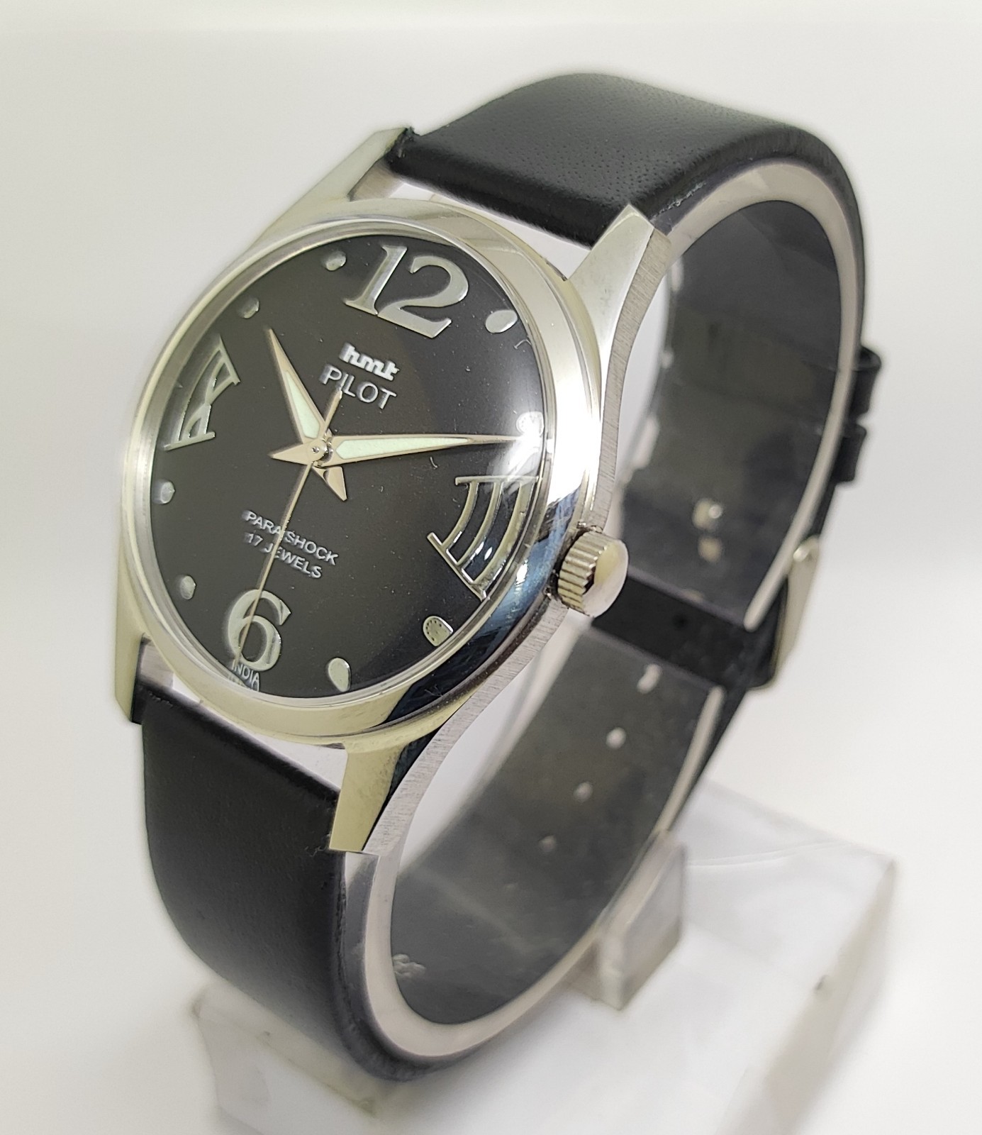 Vintage Hmt Pilot Black Dial 17 Jewels Para Shock Mechanical hand winding Watch