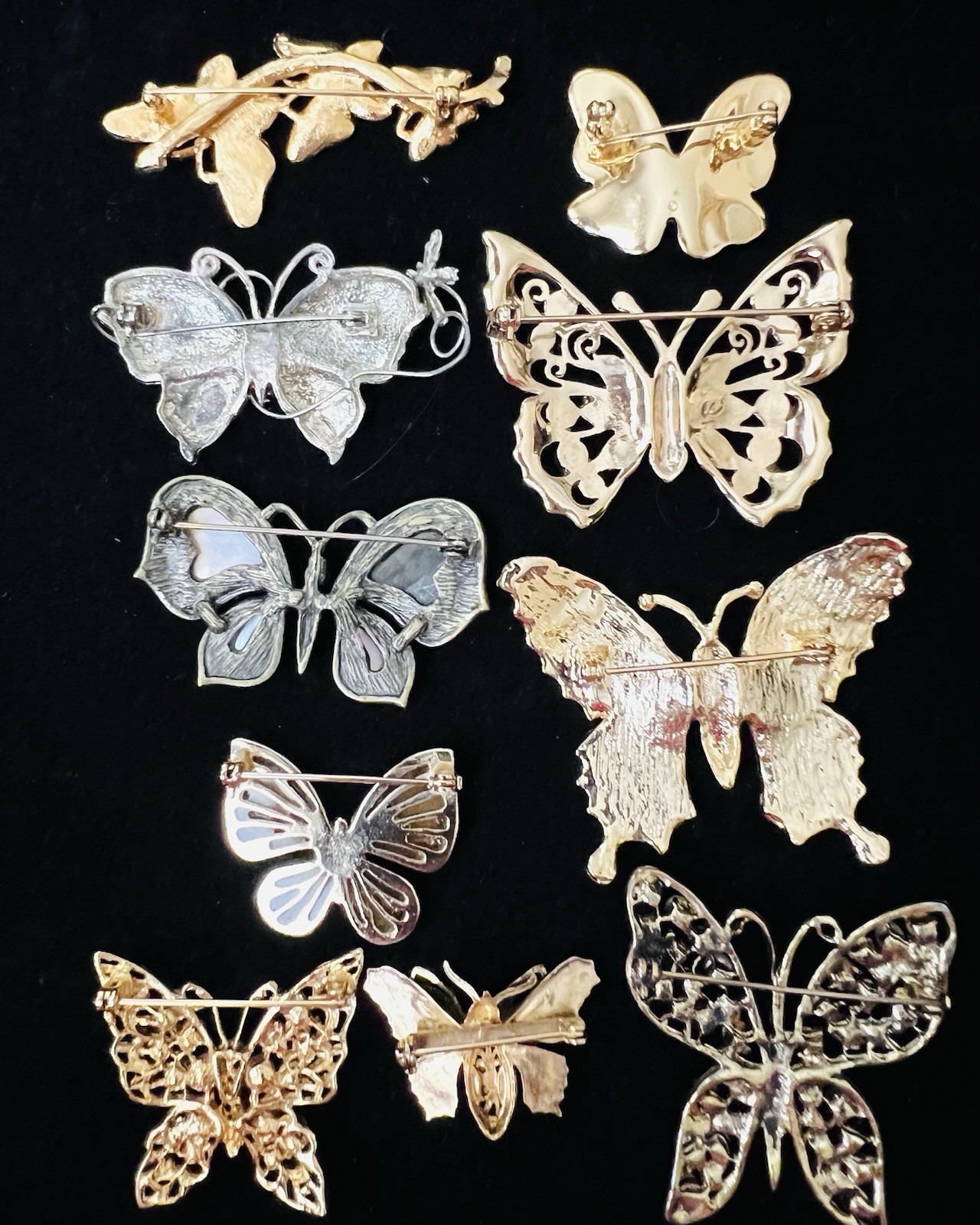 Lot 65 Vtg BUTTERFLY BROOCH Rhinestone Enamel 925 800 Silver GF Monet Trifari