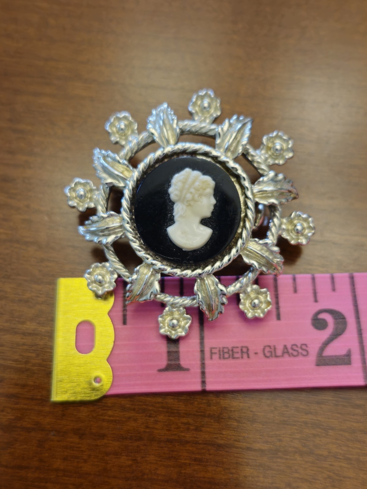 Vintage Coro Stamped Brooch Silver Tone Cameo Jewelry