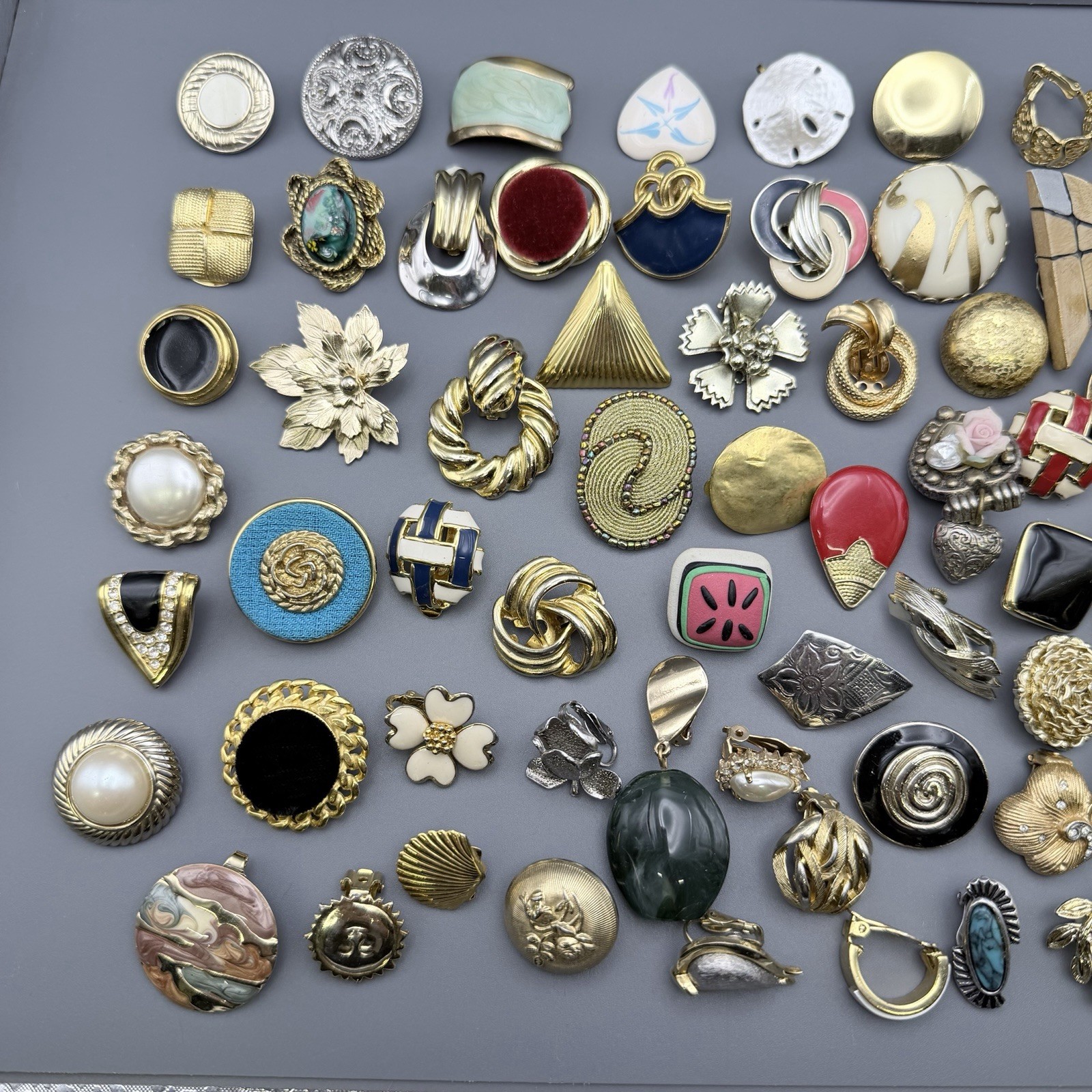 Vintage Single Clip On Earring Lot Mixed Metal Variety Repair Repurpose Craft