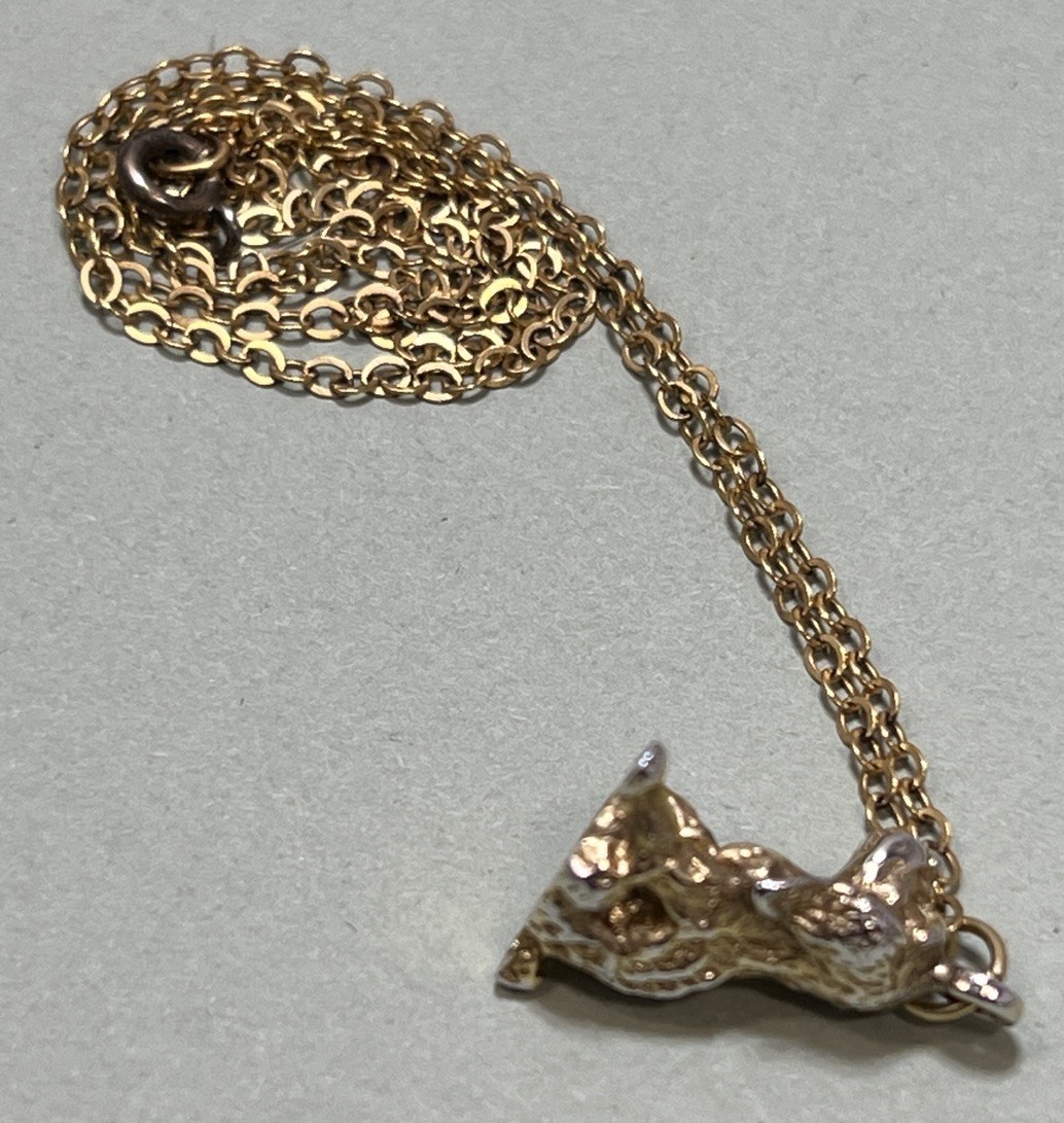 Vintage Cocker Spaniel Dog Pendant Necklace 1/20 Gold Filled 18”Gold Tone .5”