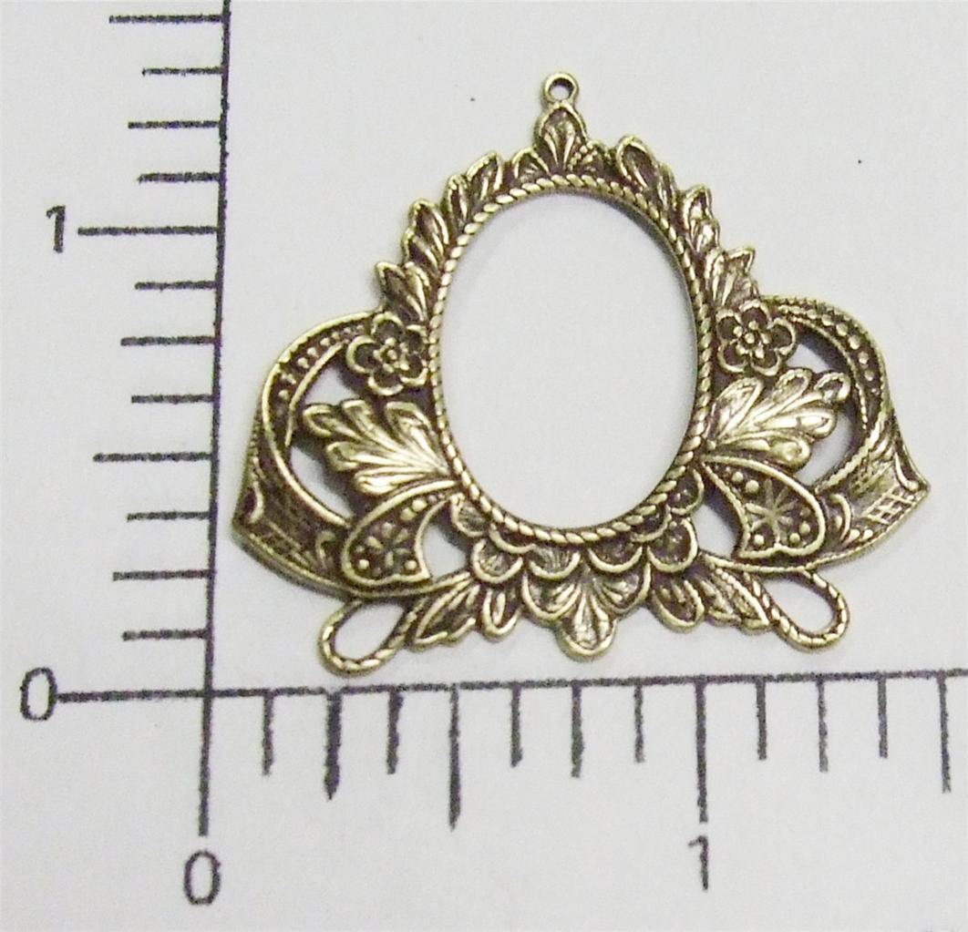 21513 Victorian Filigree Ornament Jewelry Finding Brass Oxidized