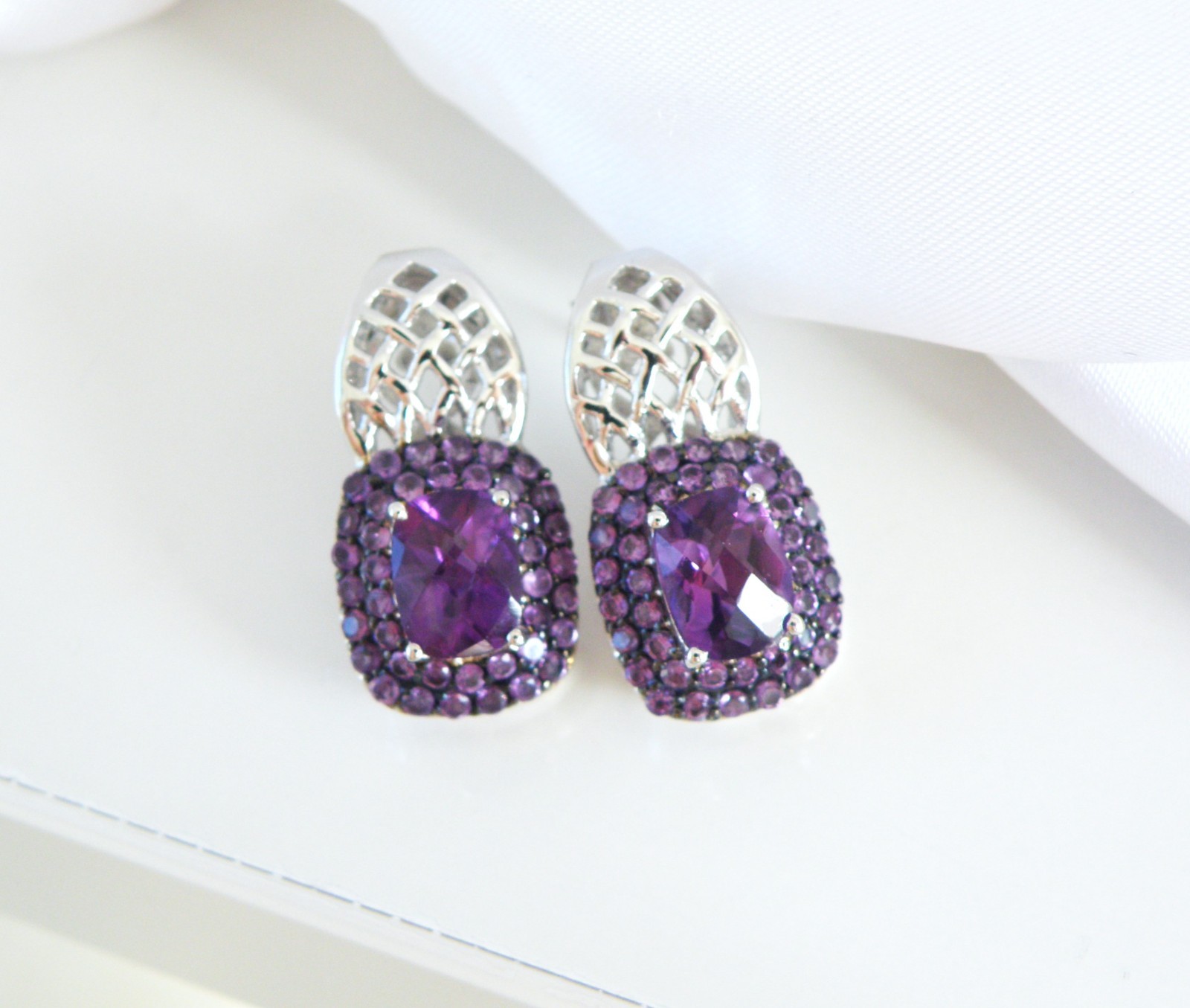 Sterling Silver 925 Natural Heated African Amethyst Earrings