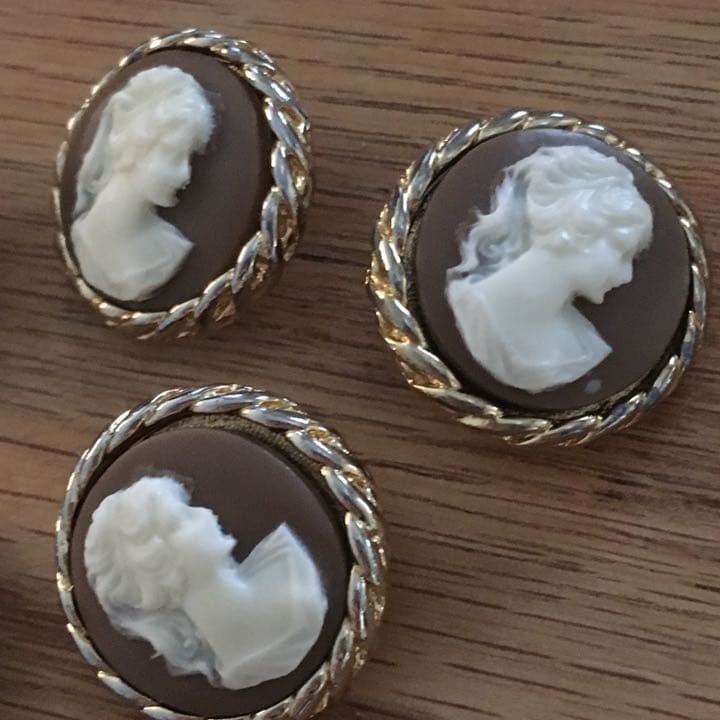 Rare Vintage Poududou Cameo Buttons (3 Pcs)