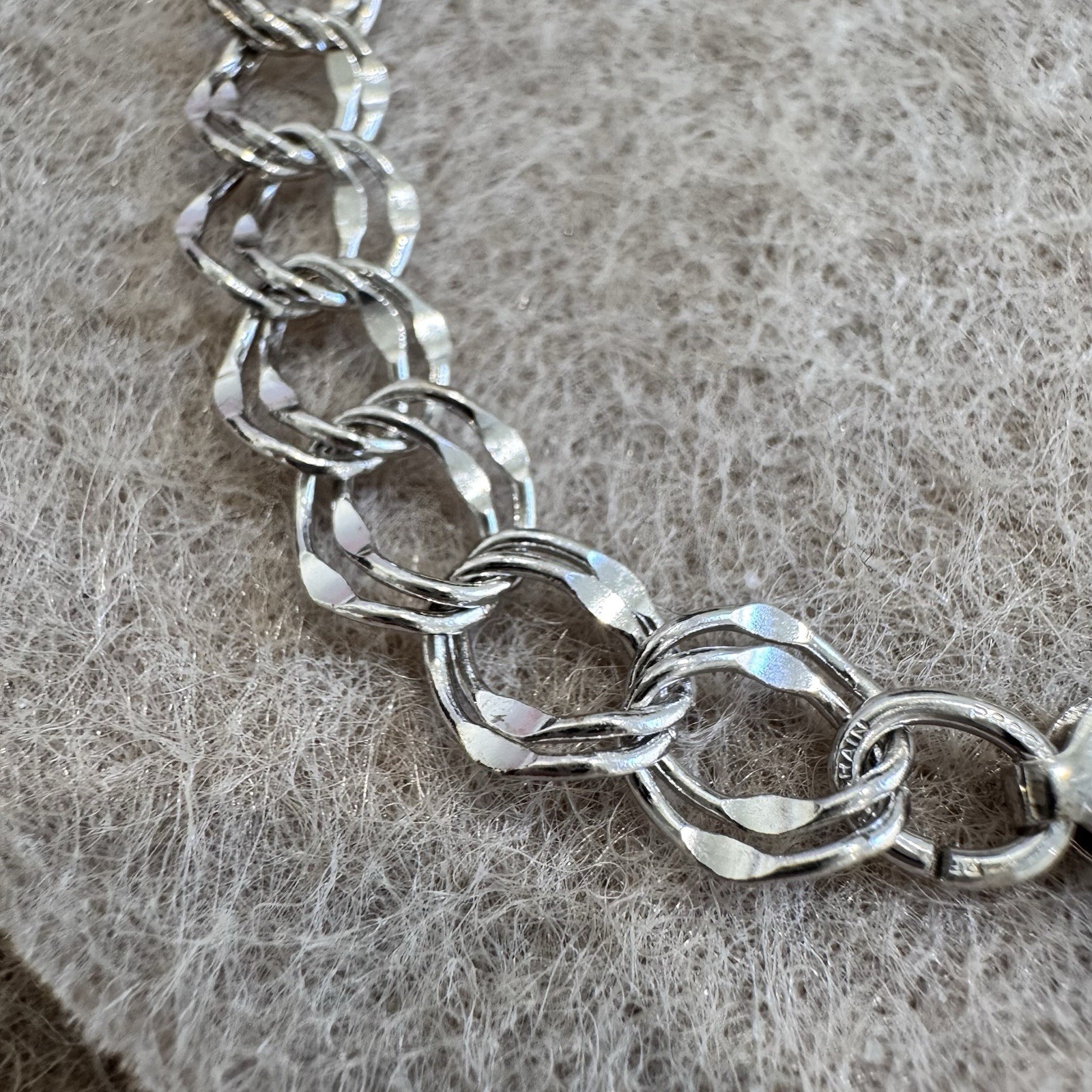Vintage Sterling Silver Double Link Chain Bracelet Charm Jewelry 7.625 inch