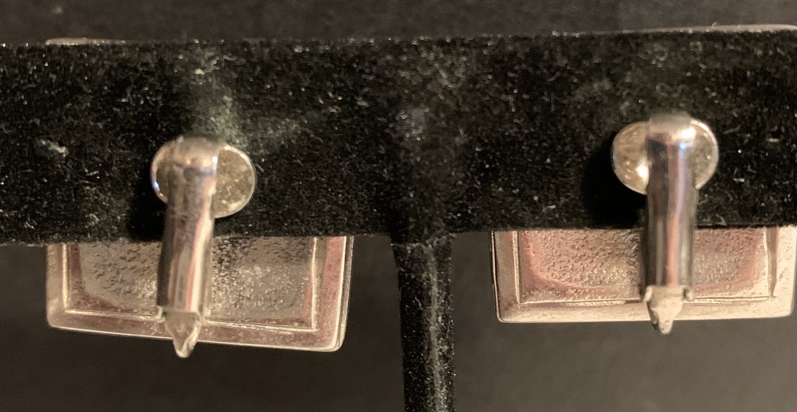 Black & Silver Enamel Retro Geometric Clip-On Earrings Square Vintage