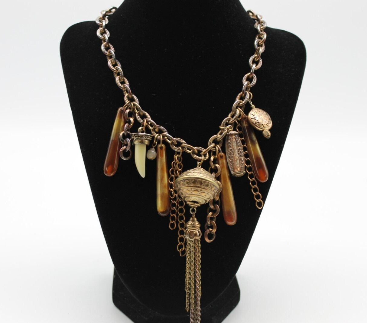 Beautiful Unique Amulet Choker Necklace. Unusual Variety of Charms Necklace 16″.