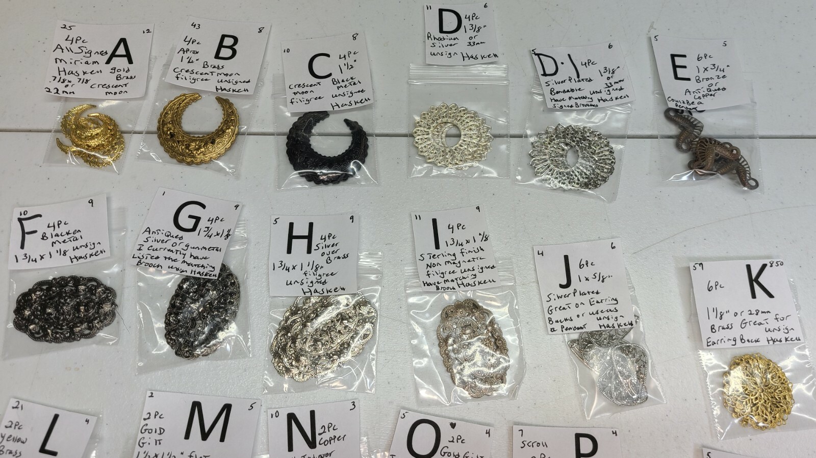 Huge Lot #72 Filigree Miriam Haskell Stamping Findings Jewelry Design Craft 1&2″