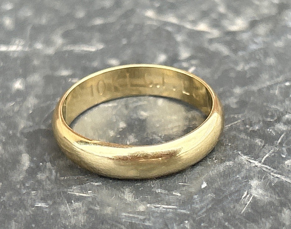 Signed ESPO 10k Gold Filled Ring Wedding Band Size 6 Vintage 4MM Wide Band