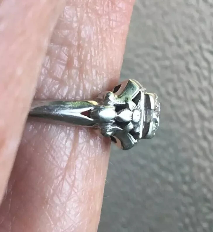 Round GRA Moissanite Vintage Art Deco Engagement Ring 14K White Gold Plated 925