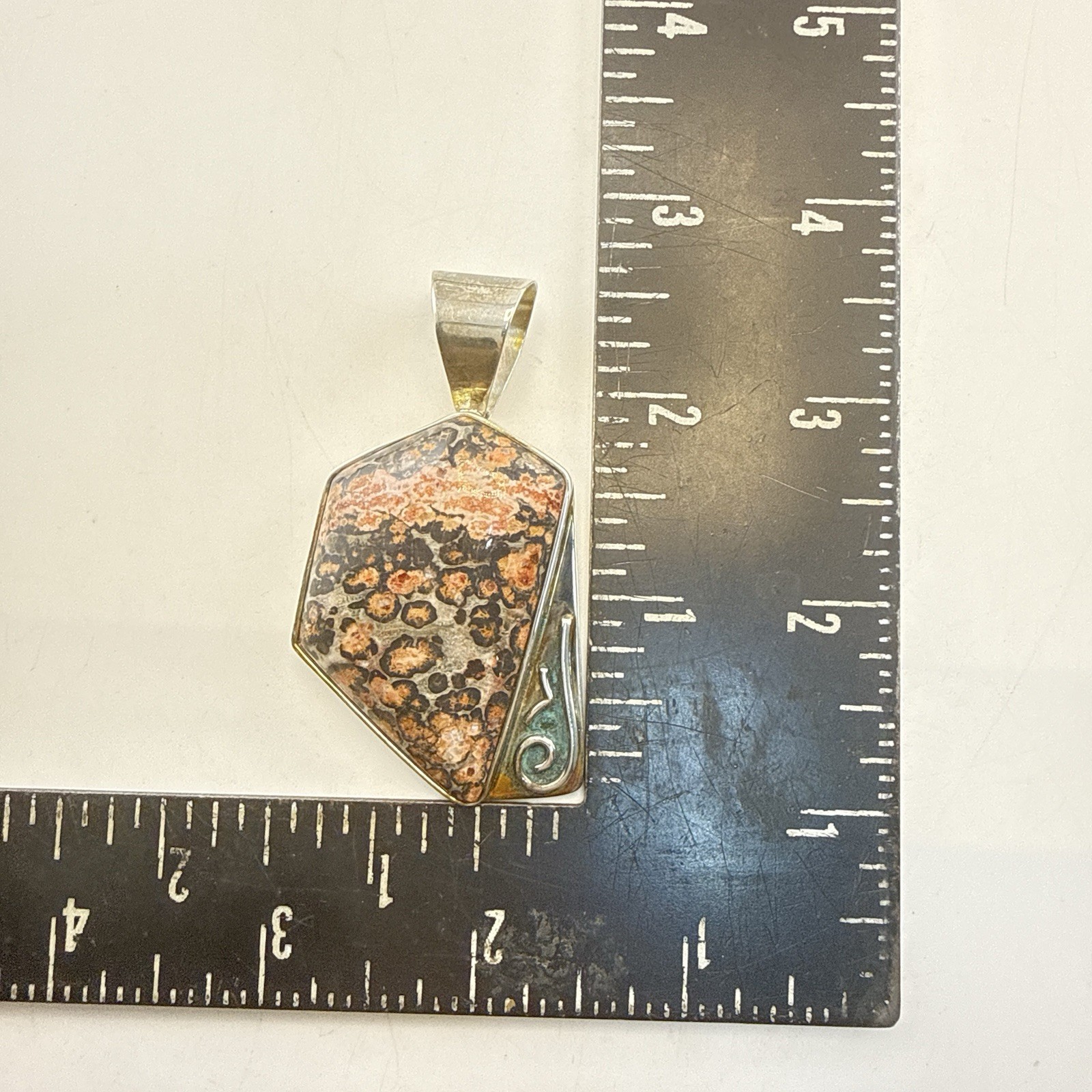 Jay King Necklace Leopard Skin Jasper Pendant Sterling Silver 925 Modernist Set