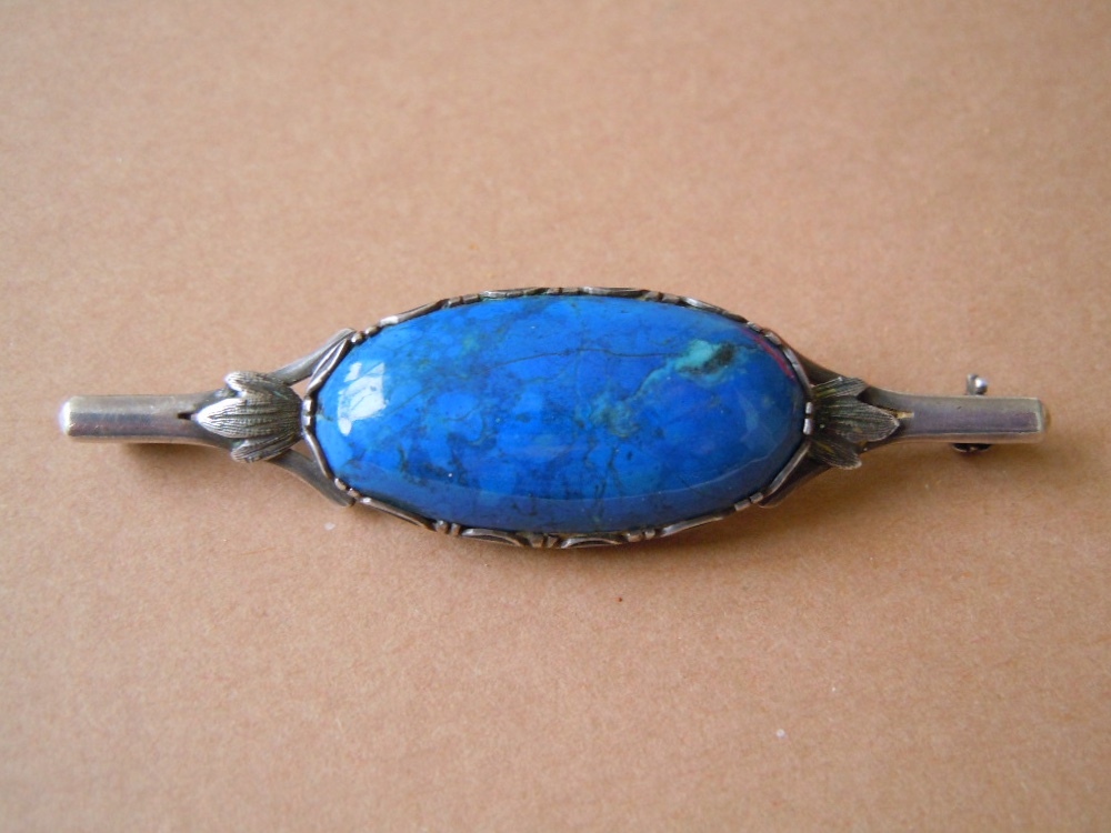 Brooch Silver Verified Gemstone Color Stone Blue 7.2 G / 6.2 X 1.5 Cm