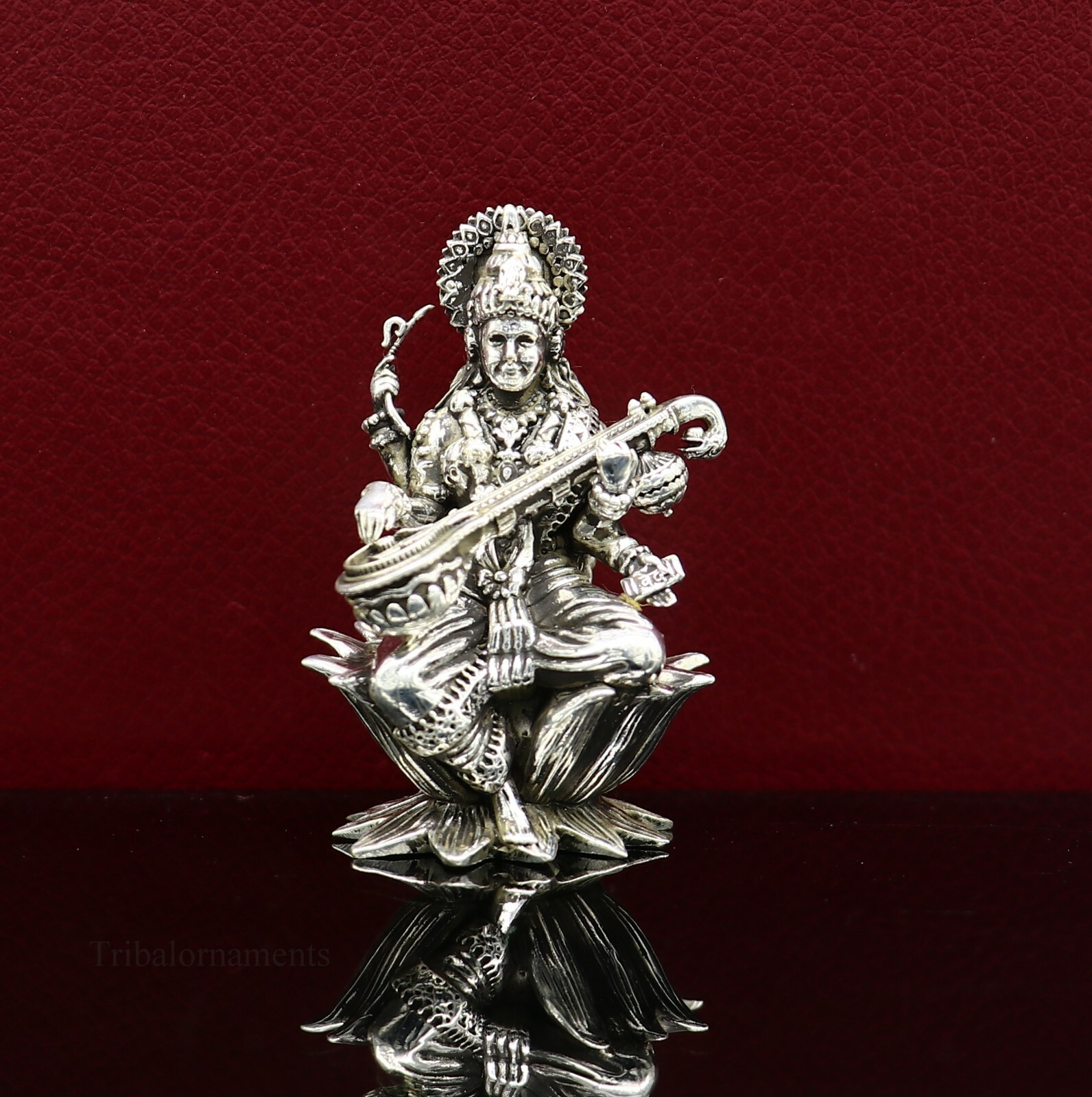 925 sterling silver Goddess Saraswati statue, figurine, puja article art121