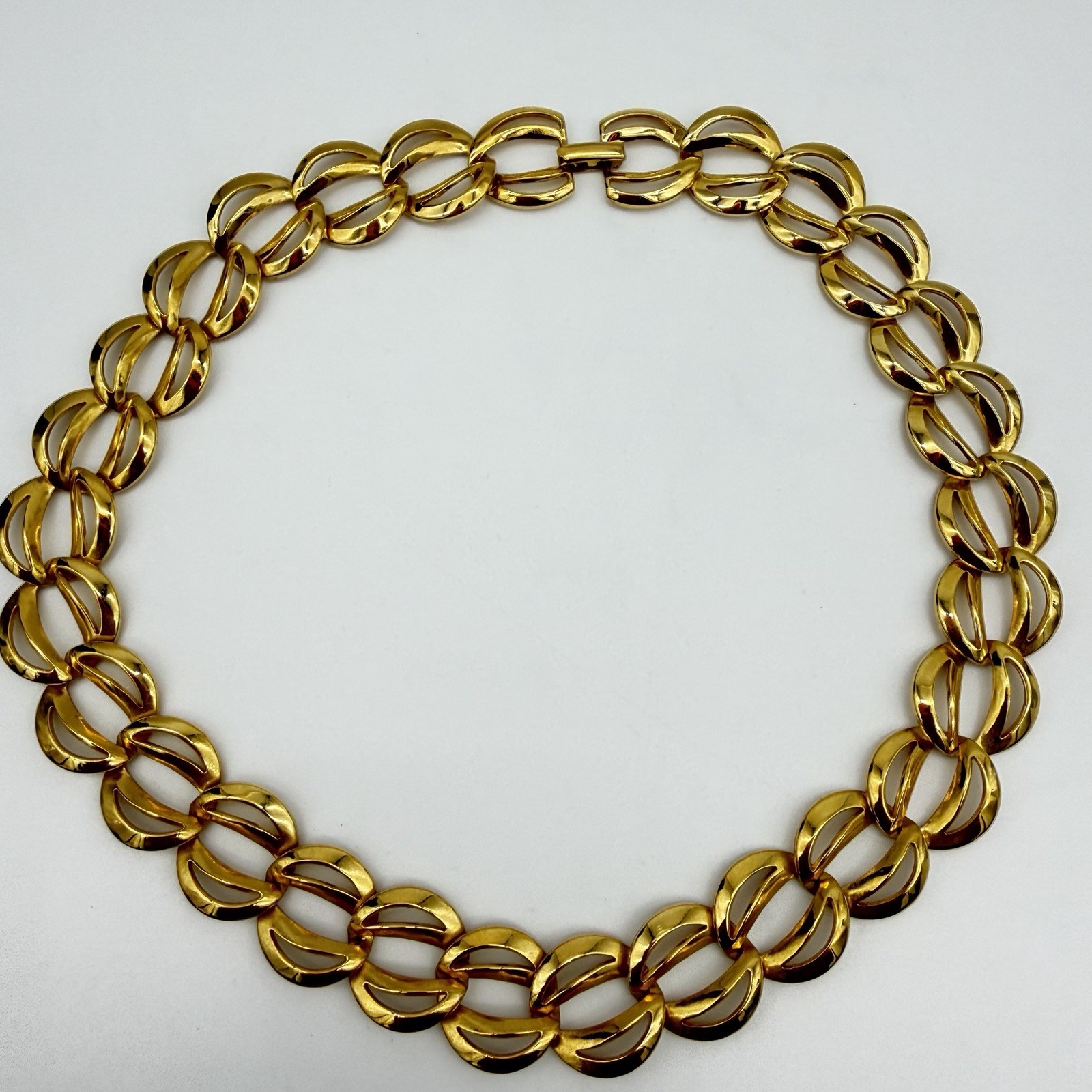 Vintage Napier Gold Tone Choker Link Chain Necklace Pat Number Mint