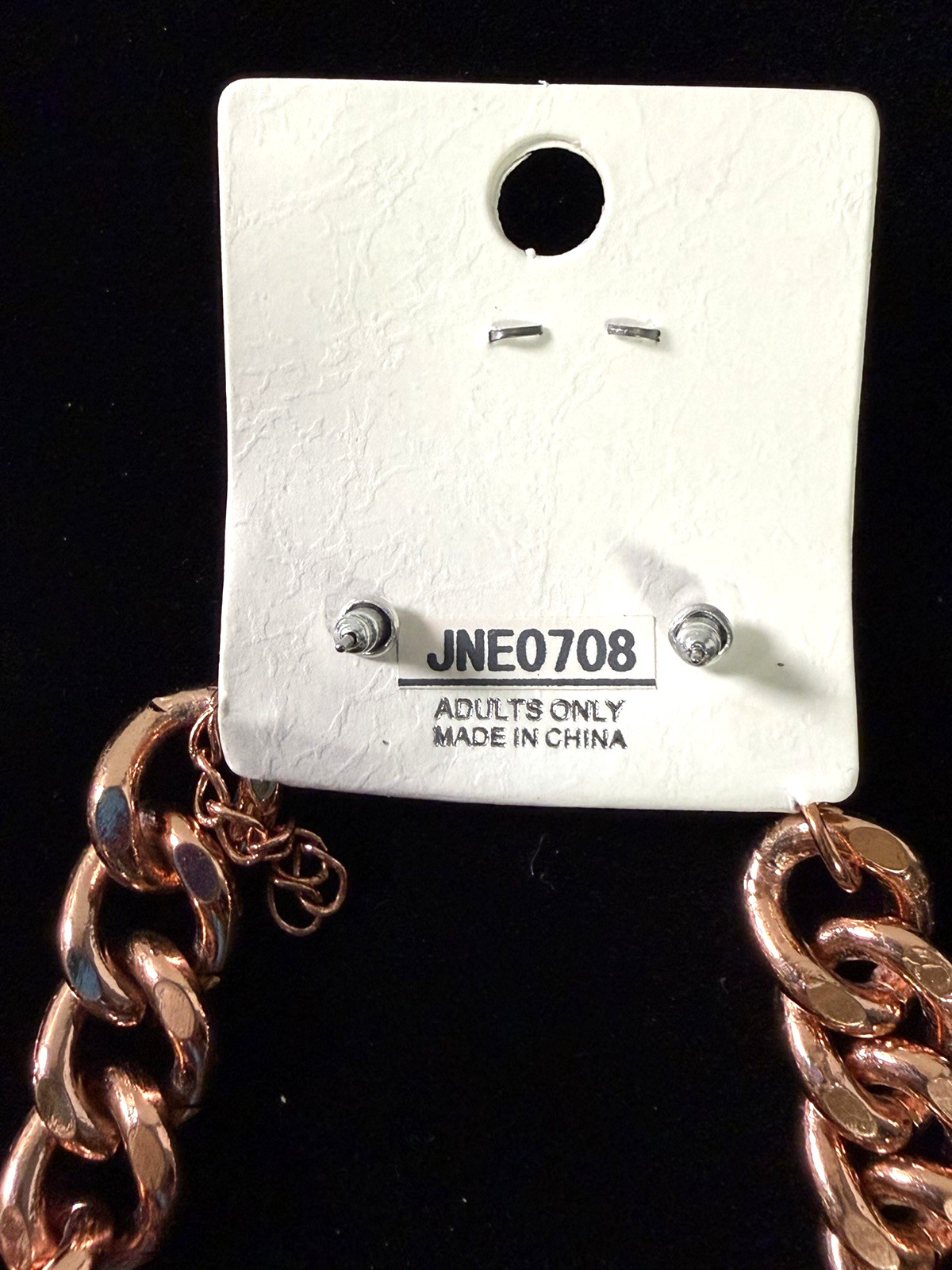 NENA Rose Gold-Tone Cuban Link Chain LOVE Plate Choker Necklace & Earrings Set